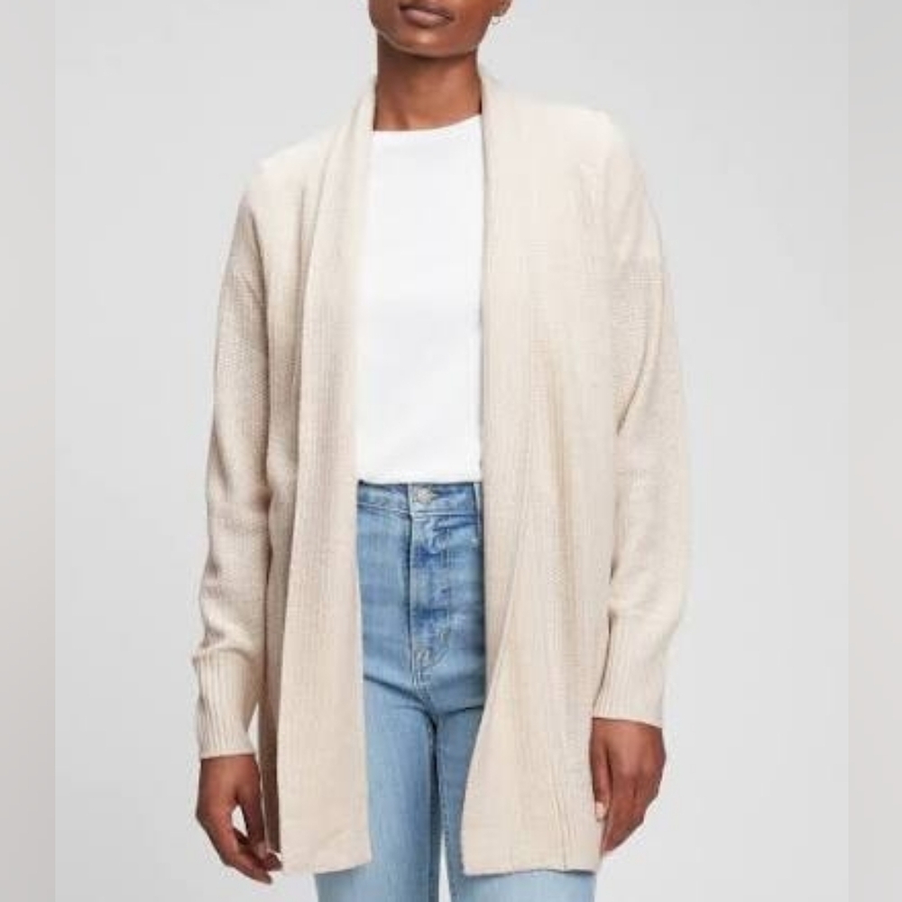The Gap Ladies Long Sleeve Open Cardigan Cream Long Sleeves Womnen's Size Medium